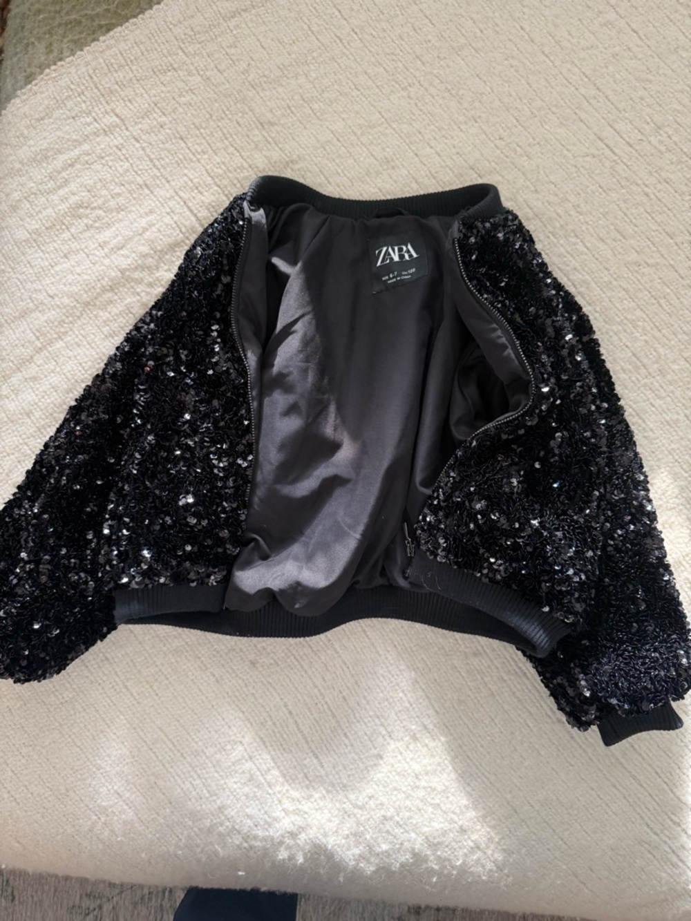Zara Black Sequined Bomber Jacket